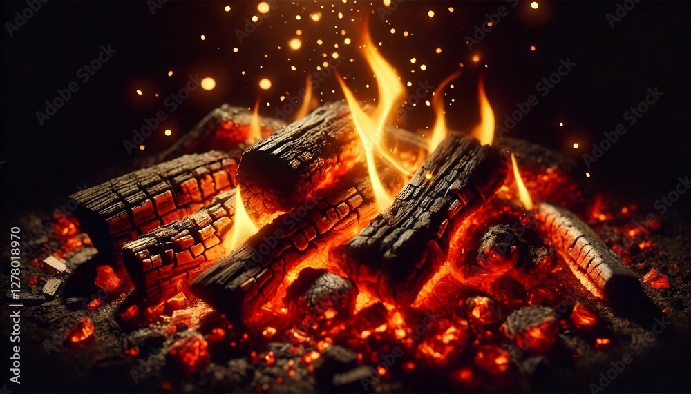 Fototapeta premium Artistic Glowing Wood Fire Flames