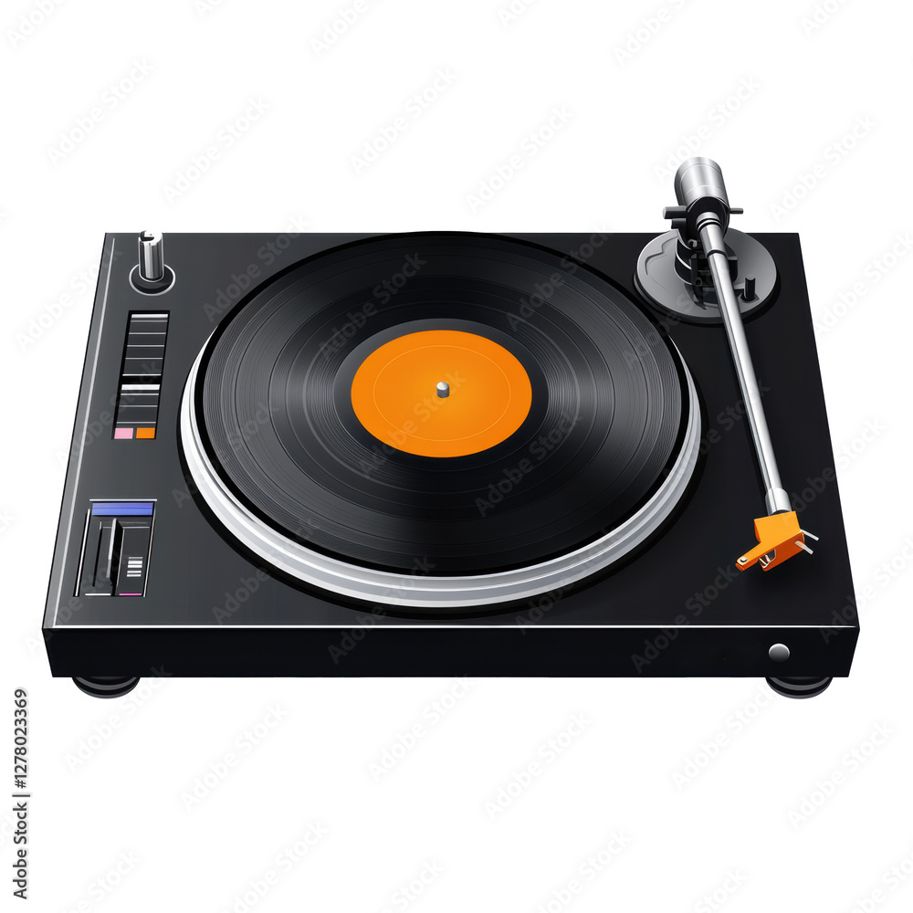 Elegant turntable playing vinyl record in a modern space Elegant turntable playing vinyl record in a modern space