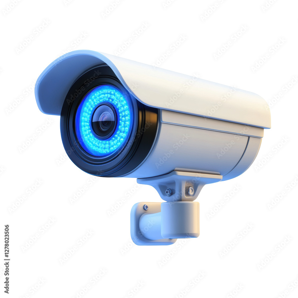 Modern security camera with blue light for enhanced surveillance Modern security camera with blue light for enhanced surveillance