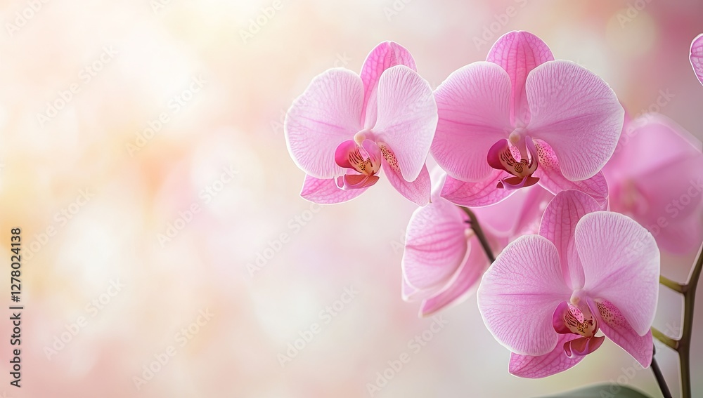 Obraz premium Pink Orchid Blossoms in Soft Sunlight