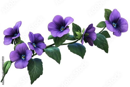Vibrant Purple Pansies: A Close-Up of Delicate Blooms Isolated on White, Perfect for Spring Designs, Greeting Cards, Floral Arrangements, Websites, Blogs, Social Media Posts, and More! High-Resolution
