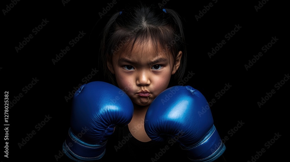 girl boxer powerful determined young fighter child athlete girl boxer powerful determined young fighter child athlete