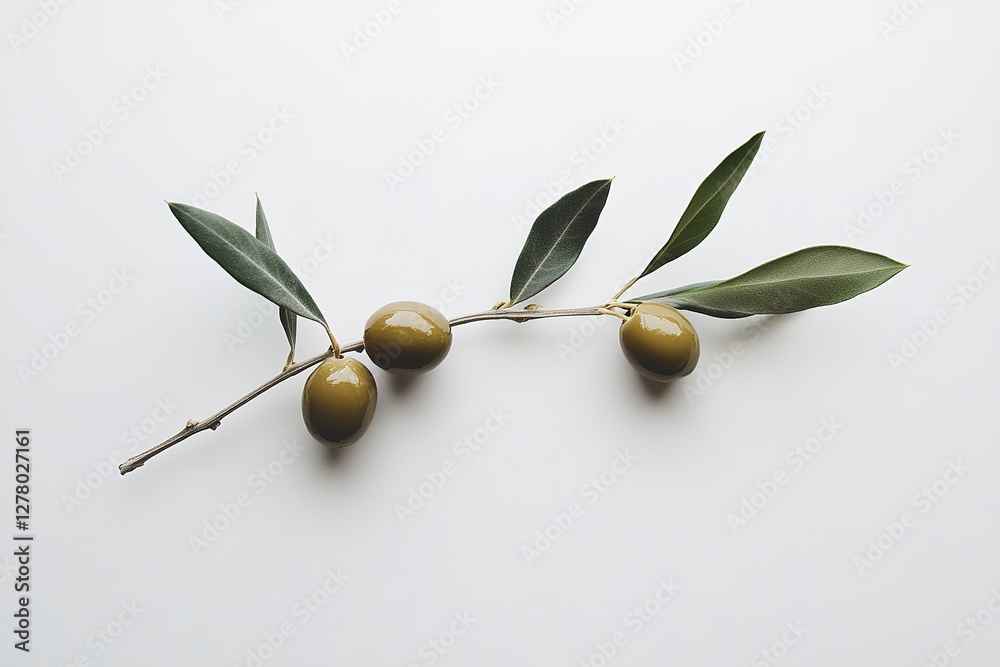 Mediterranean Delight: Two Ripe Olives Resting on a Lush Olive Branch, Isolated on a Pure White Background, Perfect for Culinary Branding, Food Photography, and Mediterranean-Themed Designs. A Symbol Mediterranean Delight: Two Ripe Olives Resting on a Lush Olive Branch, Isolated on a Pure White Background, Perfect for Culinary Branding, Food Photography, and Mediterranean-Themed Designs. A Symbol