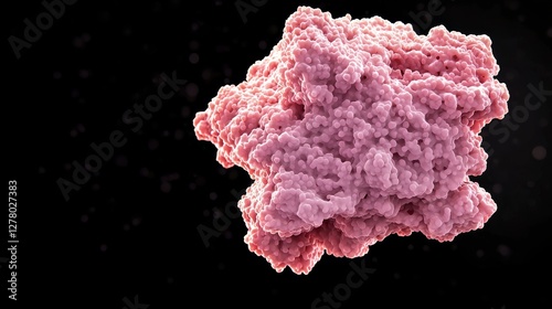 3D Rendering of Pink Protein Molecule on Black Background in Futuristic Scientific Visualization