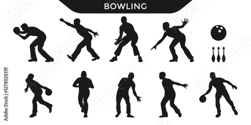 Wallpaper Mural Silhouettes of people in different bowling poses Torontodigital.ca