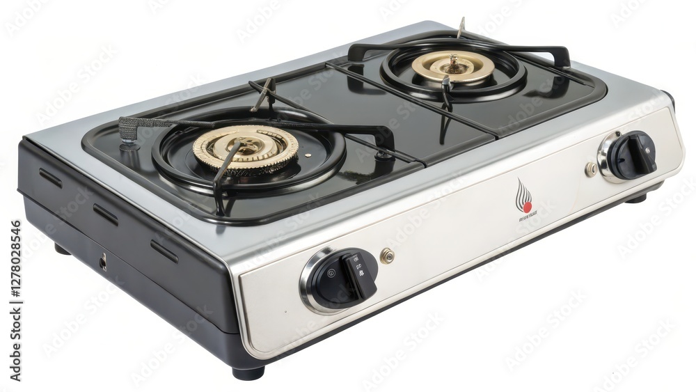 Two-Burner Gas Stovetop on White Background Two-Burner Gas Stovetop on White Background