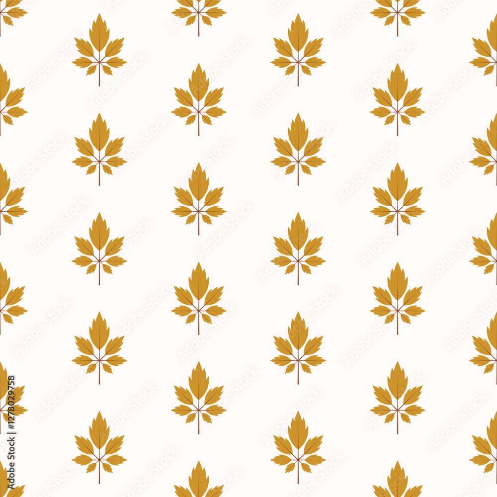 Vector seamless pattern golden maple leaves on a clean white background. Illustration. Vector seamless pattern golden maple leaves on a clean white background. Illustration.