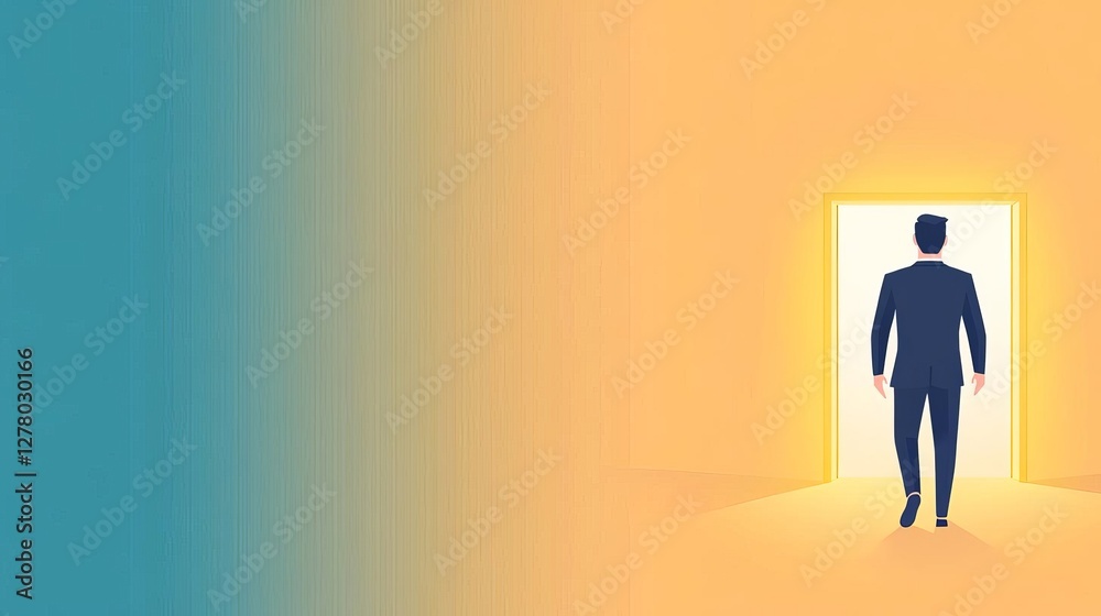Obraz premium A businessman stepping through a glowing portal of business opportunities