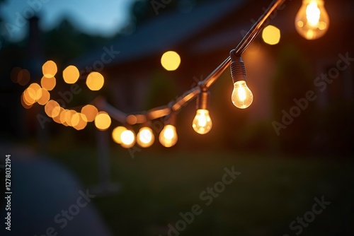 Wallpaper Mural String lights create a warm evening glow, evoking cozy outdoor charm. Torontodigital.ca