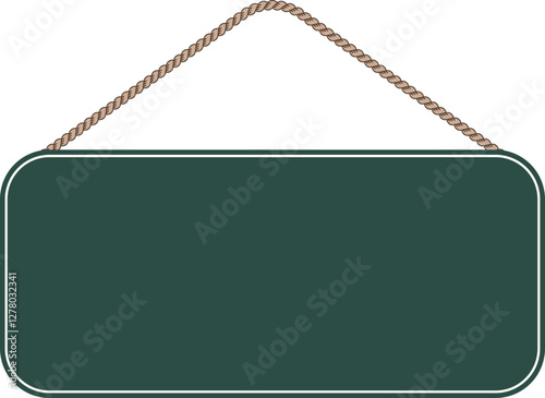 Illustration of a hanging sign board with blank copy space. Empty sign board with rope for your design. 