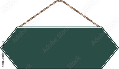 Illustration of a hanging sign board with blank copy space. Empty sign board with rope for your design. 