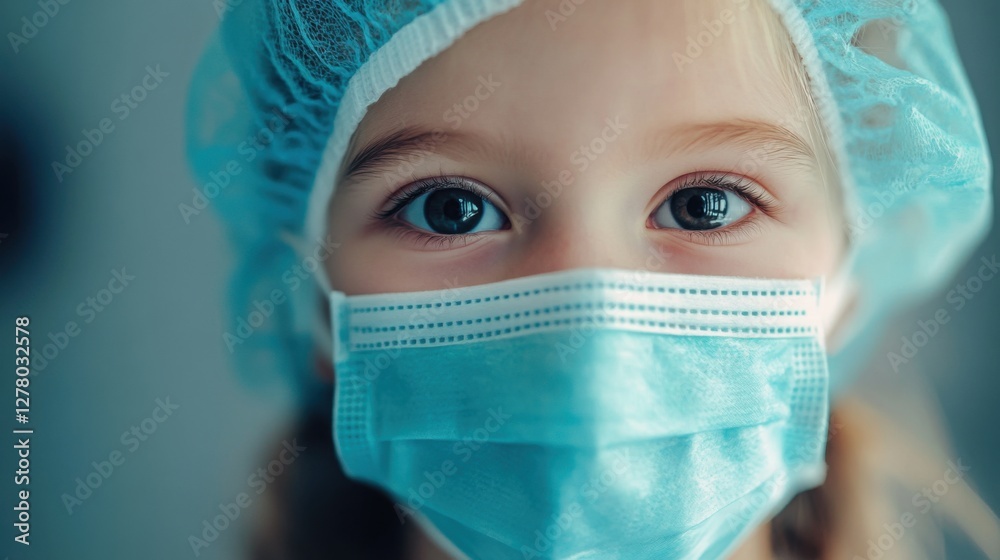 child in medical mask and cap child in medical mask and cap