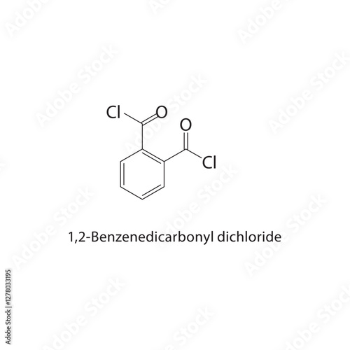 1,2-Benzenedicarbonyl dichloride skeletal structure.Acyl Chloride compound schematic illustration. Simple diagram, chemical formula. photo