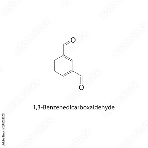 1,3-Benzenedicarboxaldehyde skeletal structure.Aldehyde compound schematic illustration. Simple diagram, chemical formula.