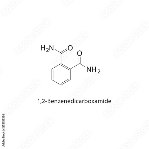 1,2-Benzenedicarboxamide skeletal structure.Carboxamide compound schematic illustration. Simple diagram, chemical formula.