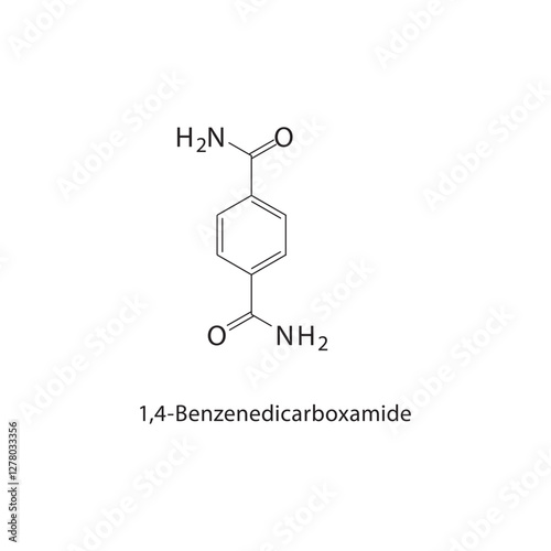 1,4-Benzenedicarboxamide skeletal structure.Carboxamide compound schematic illustration. Simple diagram, chemical formula.