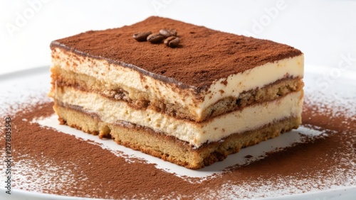 Tiramisu on White Background