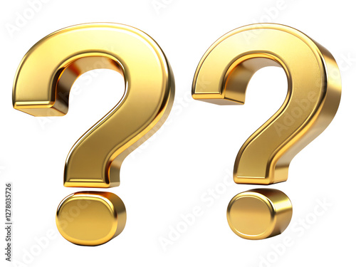 Golden question mark, a Set of question signs or symbols collection isolated