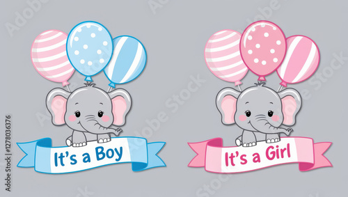 Adorable Gender Reveal Signs with Elephant