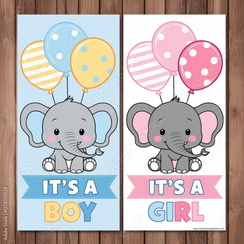 Cute Balloons Celebrating Baby's Gender