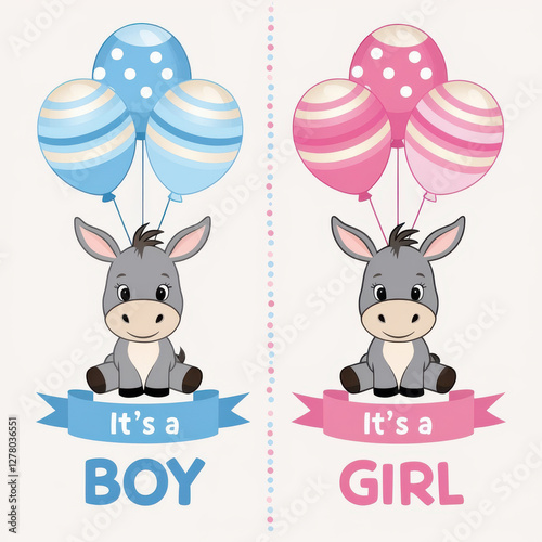 Cute Gender Reveal Signs with Donkey