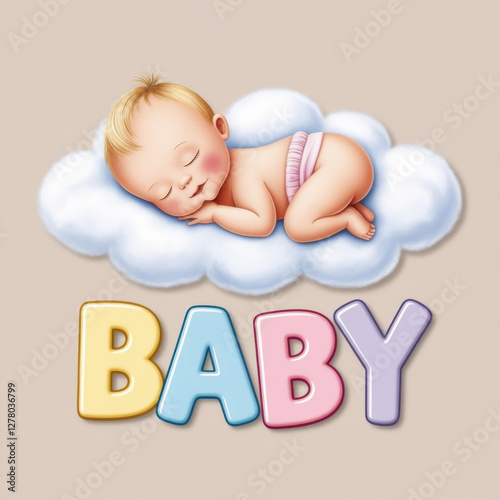 Whimsical Baby Illustration.