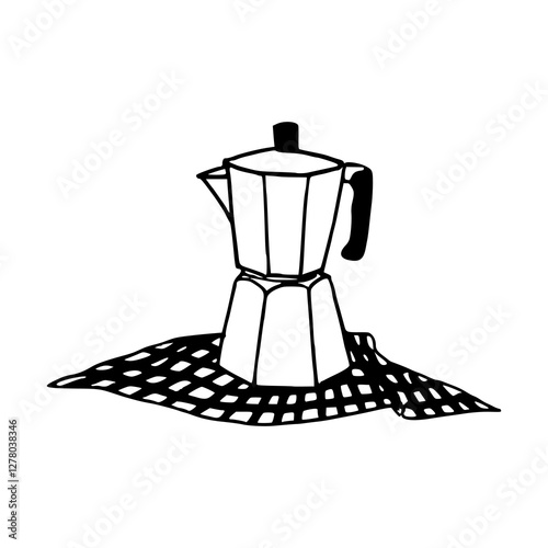 bialetti moka pot vector illustration