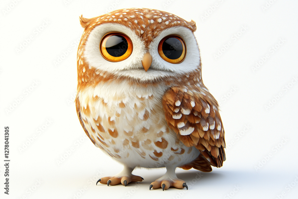 Naklejka premium 3D Rendered Baby Owl, Isolated