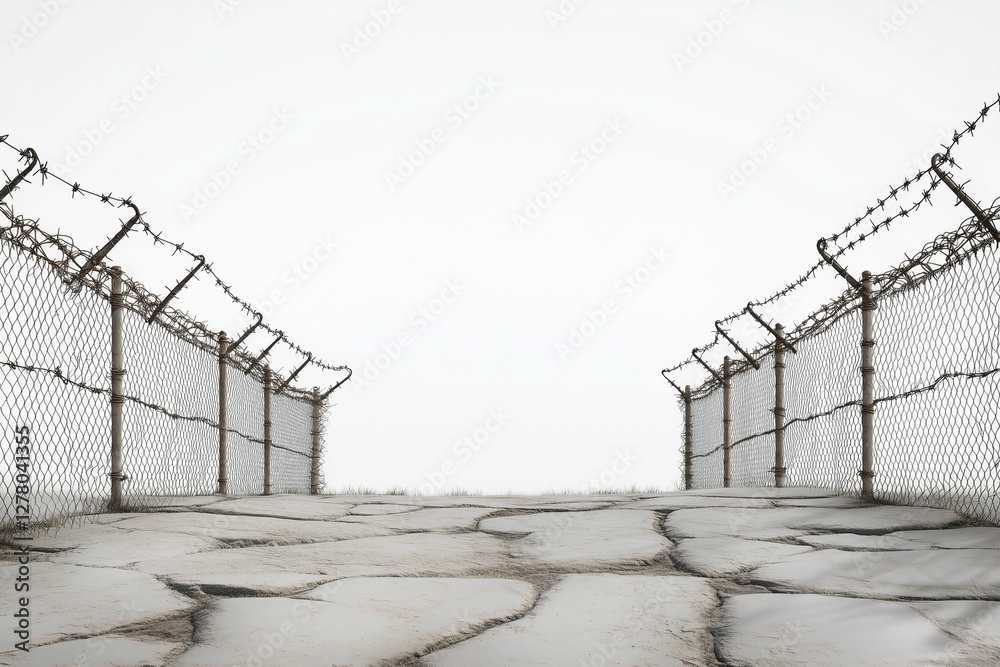 Fototapeta premium 3D Rendered Barbwire Fence, Isolated