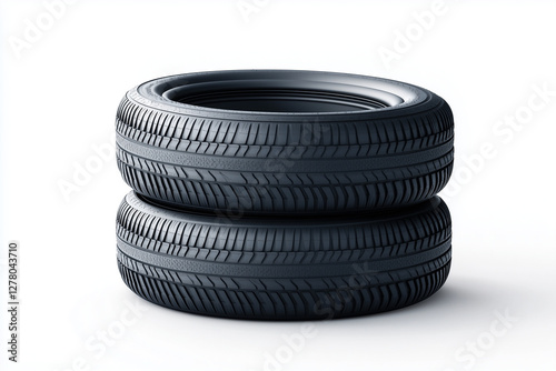 3D Rendered Tire Stack, Isolated