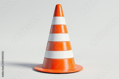 3D Rendered Traffic Cone, Isolated