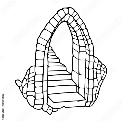 vector illustration of a stone arch with steps