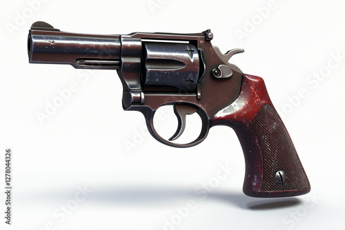 3D Rendered Worn Police Revolver, Isolated