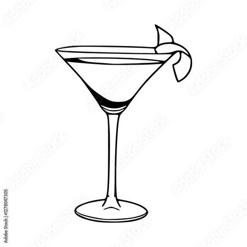 a line art drawing of a martini glass 