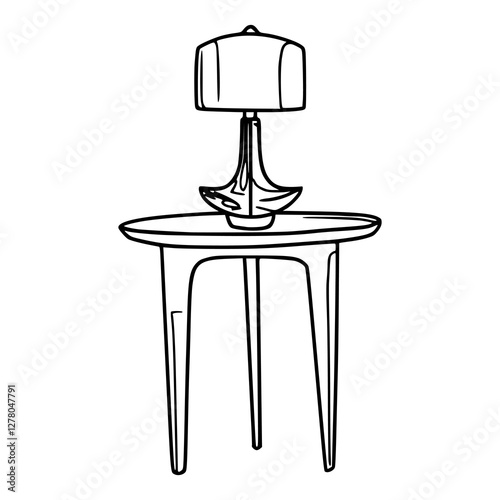 bedside table with lamp vector illustration