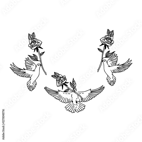 romantic dove and rose design