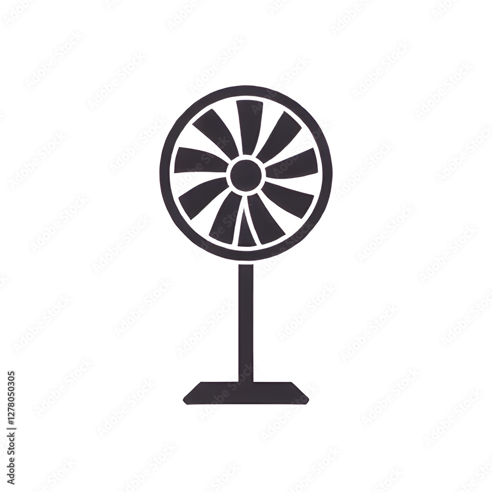 Black and White Icon of a Standing Electric Fan Black and White Icon of a Standing Electric Fan