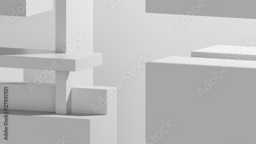 Fototapeta Naklejka Na Ścianę i Meble -  3d rendering of block or cube geometric on white background