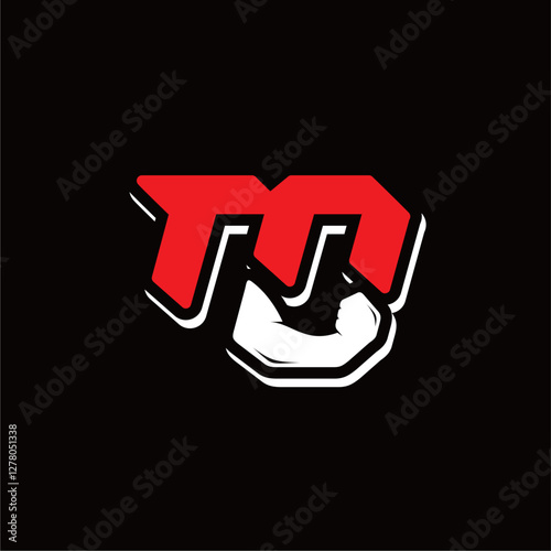 SM S M Letter Logo Design Vector, arm wrestling hands, strong muscular hands