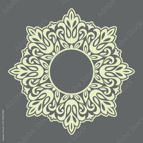 Decorative frame Elegant vector element for design in Eastern style, place for text. Floral gray and beige border. Lace illustration for invitations and greeting cards