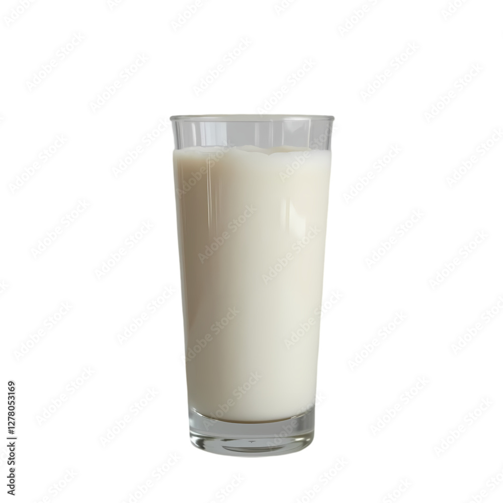 Glass of Milk: Dairy, Beverage, Healthy Drink isolated on transparent background Glass of Milk: Dairy, Beverage, Healthy Drink isolated on transparent background