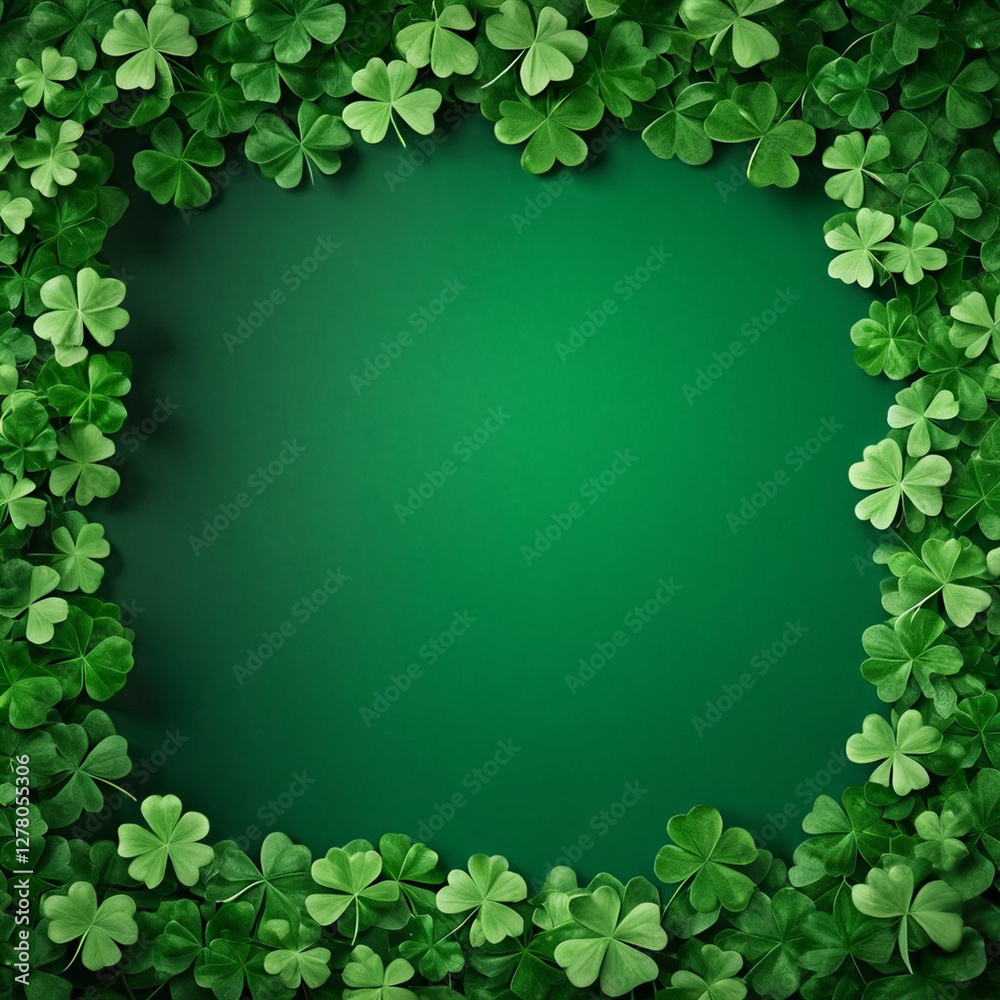Green background with a border of fresh shamrocks. Perfect for St. Patrick’s Day, Irish-themed designs, and festive celebrations. Green background with a border of fresh shamrocks. Perfect for St. Patrick’s Day, Irish-themed designs, and festive celebrations.
