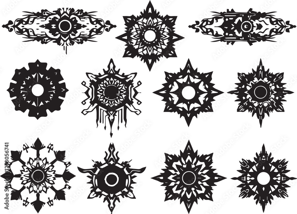 Set of elements for flat design, patterns, ornaments, mandalas. Hand drawn vector illustration Set of elements for flat design, patterns, ornaments, mandalas. Hand drawn vector illustration