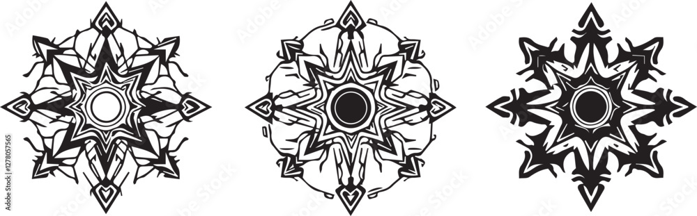 Set of elements for flat design, patterns, ornaments, mandalas. Hand drawn vector illustration