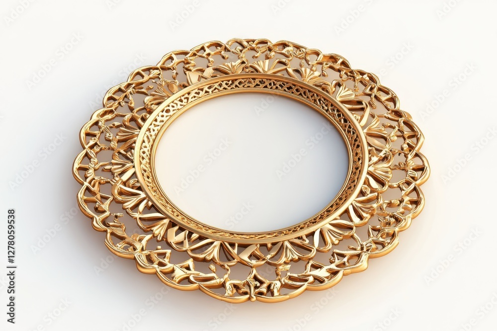 Obraz premium 3D Ornate Ramadan Plate Isolated and White Background