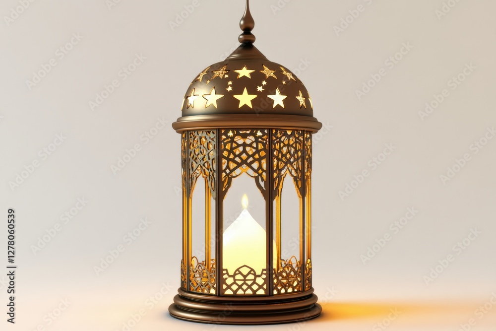 3D Ramadan Lamp with Stars Isolated and White Background 3D Ramadan Lamp with Stars Isolated and White Background