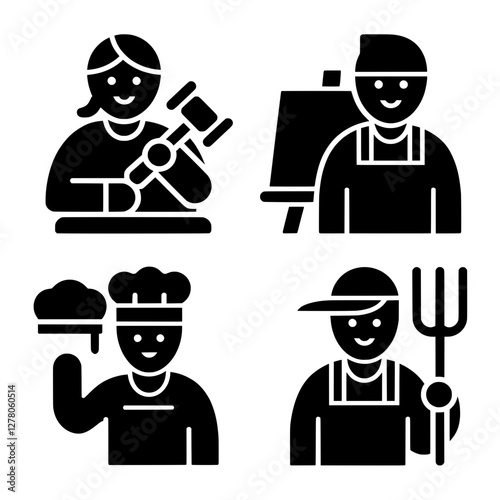 vector art Icon set of professions