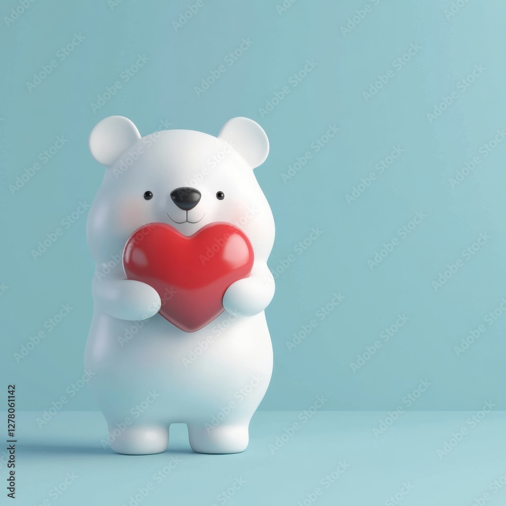 Adorable Polar Bear Holding a Heart: A Symbol of Love and Affection Adorable Polar Bear Holding a Heart: A Symbol of Love and Affection