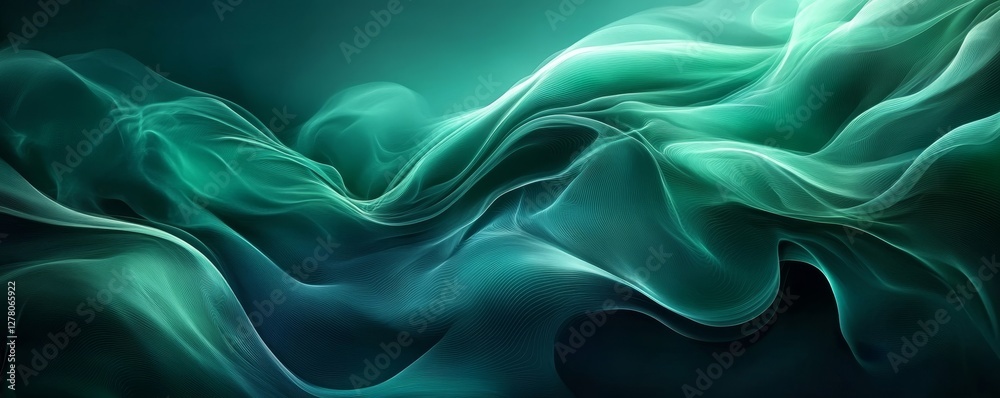 Fototapeta premium an abstract image of flowing, swirling turquoise and green smoke.