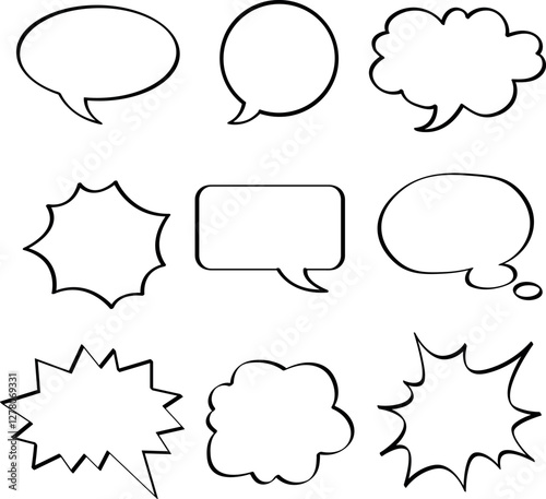 Diverse Speech Bubble Shapes Vector Set